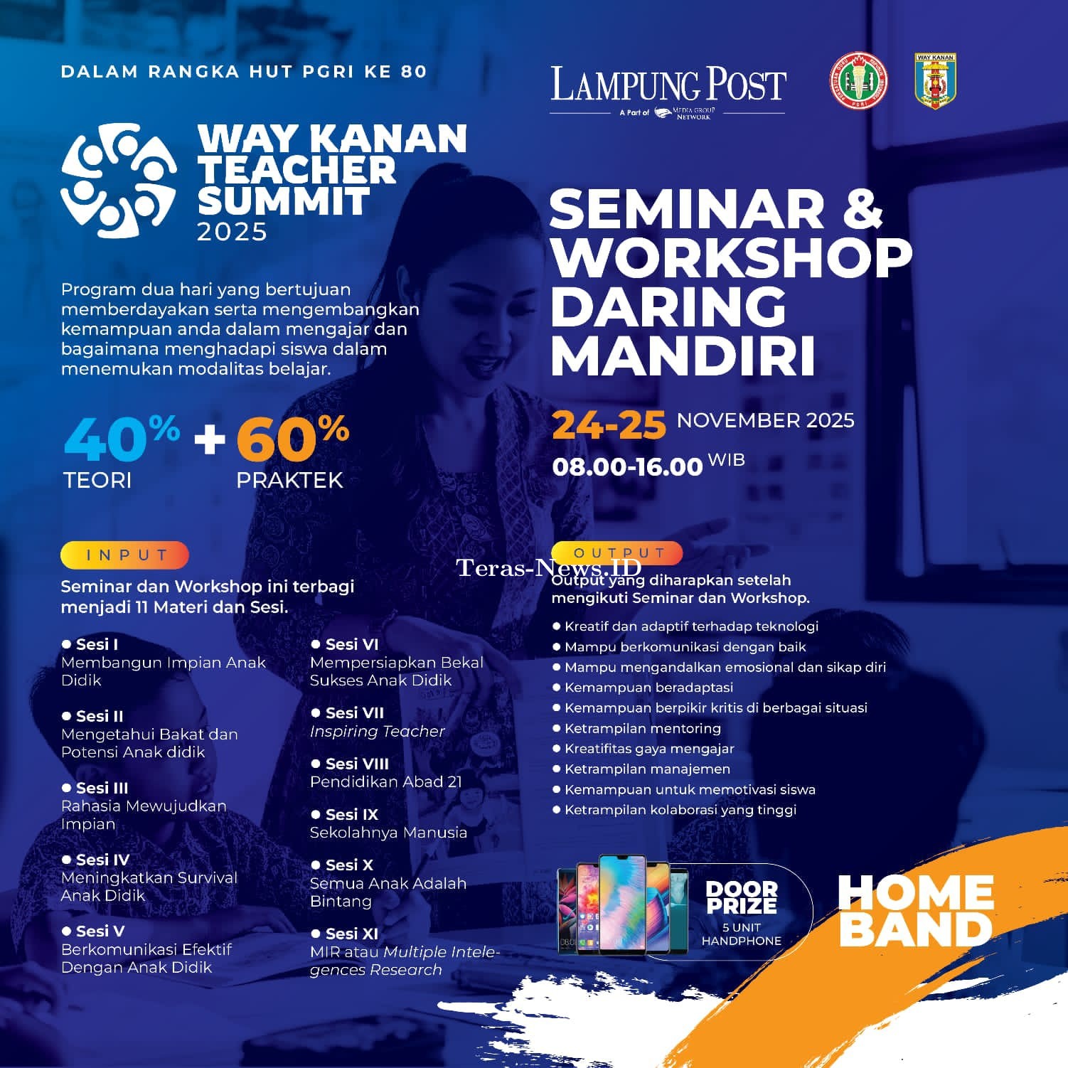 Sambut Hari Guru Nasional Tahun 2025 dan HUT PGRI ke 80, Way Kanan Gelar Teacher Summit 2025.